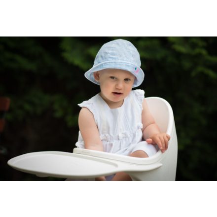 Világoskék kockás baby kalap Mini 48 cm-es fejkör