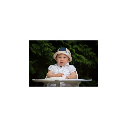 Drapp-kék baby kalap Mini 48 cm-es fejkör