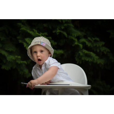 Barna-drapp csíkos baby kalap 