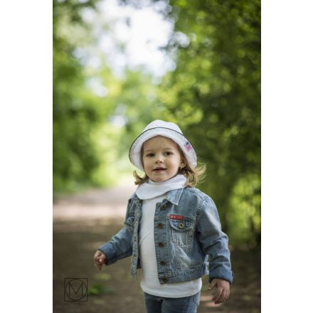 Fehér baby kalap barna szegéllyel Mini 48 cm-es fejkör