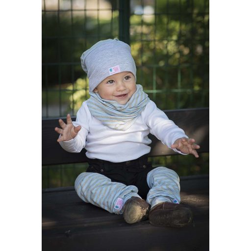 Csősapka, csík, világoskék-szürke