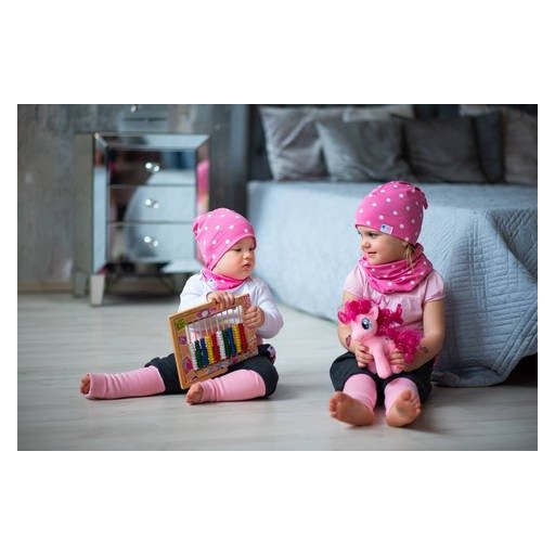 Csomós sapka, pöttyös, pink