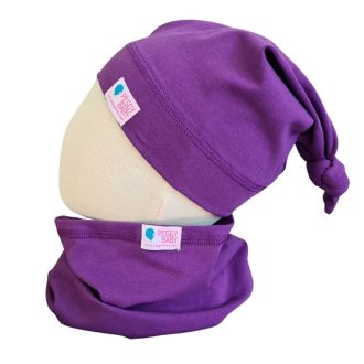Csomós sapka, sötétlila, egyszínű