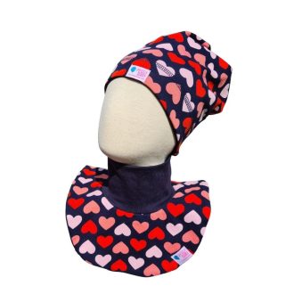 Beanie, szíves, kék-rózsaszín
