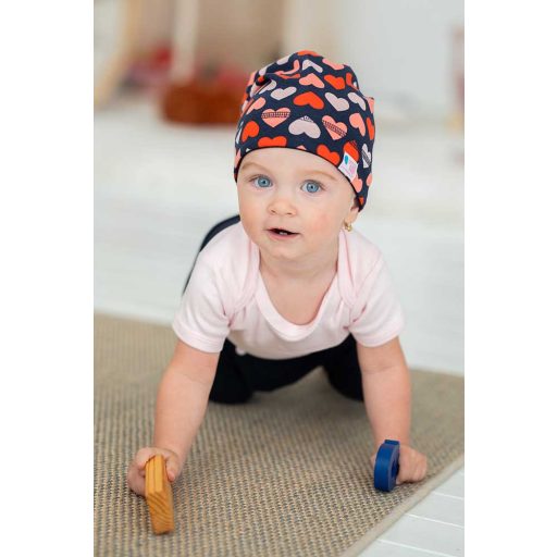 Beanie, szíves, kék-rózsaszín