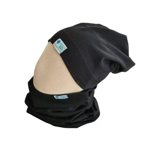 Beanie kétrétegű, fekete, egyszínű