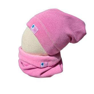 Bundás téli sapka, egyszínű, világos-pink