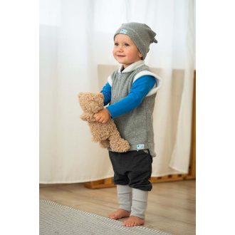 Bundás téli csomós sapka, flíz, sötétszürke