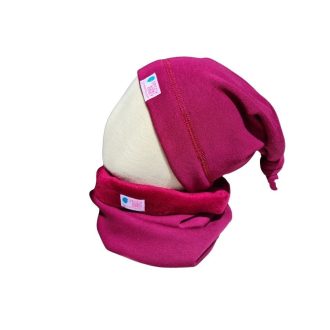 Bundás téli csomós sapka, bordó