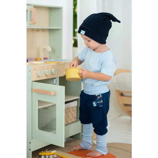 Bundás téli csomós sapka, marine-kék inv