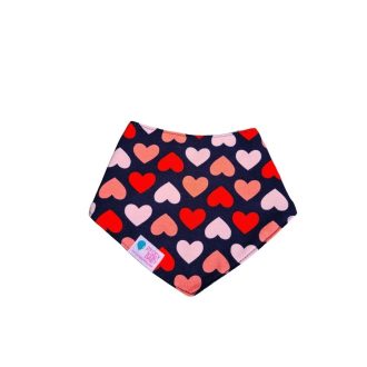 Nyálkendő, szíves, kék-rózsaszín