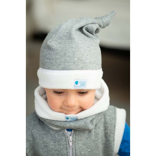Bundás téli csősál, flíz, sötétszürke-fehér