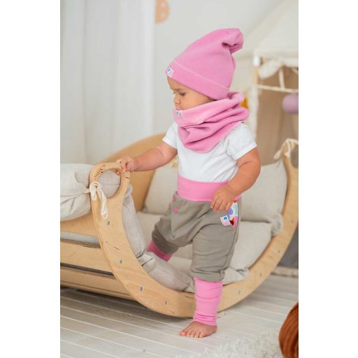 Bundás téli csősál, egyszínű, világos-pink