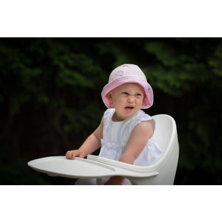 Rózsaszín pöttyös baby kalap Midi 53 cm-es fejkör